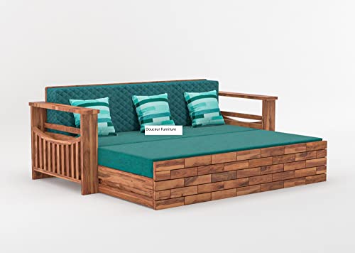 Image of Douceur Furnitures Solid Sheesham Wood 3 Seater Sofas | Three Seater Sofa Bed for Living Room, Hotels, Restaurant, Apartment | Wooden Sofa Bed