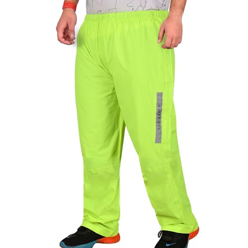 Allextreme Riding Pant Rain Cover PU Coated Polyester Fabric Waterproof Biker Rainwear for Men’s Rider Protection Raincoat (M, Neon Green)