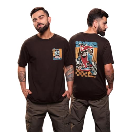 Image of WROGN Men's 220 GSM Pure Cotton T-Shirt | Abstract Back Print | Oversized Print