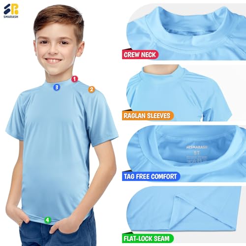 Image of Boy's UPF 50 Rash Guard Swim Shirts Short Sleeve Sun Protection SPF Fishing Surfing Water Beach Shirts Quick Dry