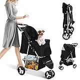 pawhut hundewagen hundebuggy 【EINFACH ZU INSTALLIEREN UND ZU LAGERN】 Wenn Sie es zum ersten Mal benutzen, brauchen Sie nur die Reifen zu montieren und es ist einfach zu lagern, es kann in Sekundenschnelle gefaltet werden, indem Sie einfach einen Knopf am Griff drücken. Es ist einfach, in den Kofferraum Ihres Autos zu tragen, falten Sie es zusammen und speichern Sie es, nachdem Sie nach Hause kommen, um Platz zu sparen, und öffnen Sie es einfach wieder beim nächsten Mal.
