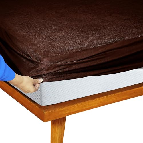 Image of Feelme Mattress Protector Single Bed Waterproof Mattress Cover for Single Bed 72x48 inch / 6x4 feet Coffee