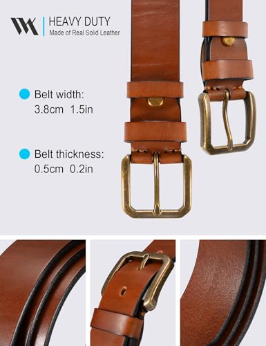WOLFANT Thicken Full Grain Heavy Duty Casual Work Belts for Men,100% Italian Real Solid Leather4