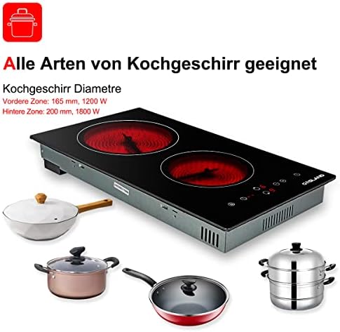 Gasland Chef CH30BF 30cm Built-in Ceramic Hob, 2 Zones Electric Cooktop Sensor Touch Controls Timer Child Lock, 3kW