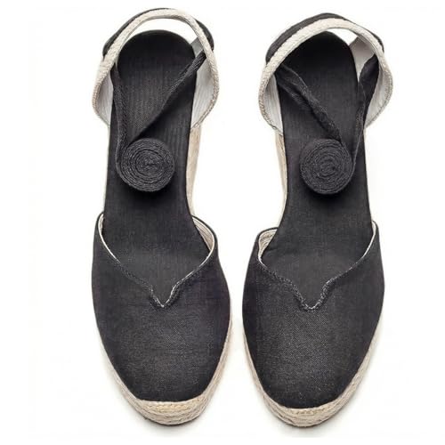 Image of Womens Espadrille Wedge Sandals Closed Toe Platform Lace Up Ankle Strap Slingback Summer Dress Shoes