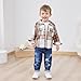 WESIDOM Toddler Boy Clothes 3T Boy Clothes Fashion Long-Sleeved Plaid Shirt Jeans Pants Set Toddler Boy Fall Outfits (Yellow, 2-3T)
