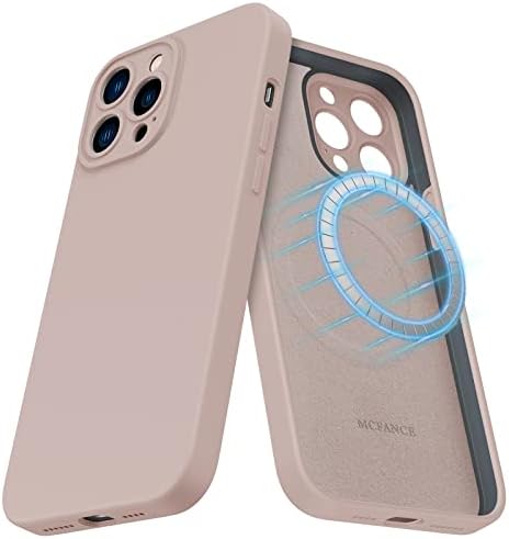 MCFANCE Silicone Magnetic Case for iPhone 13 Pro Max Magsafe Case Silicone Phone Case with Microfiber Lining for iPhone 13 Pro Max 6.7 inch 2021, PinkSand