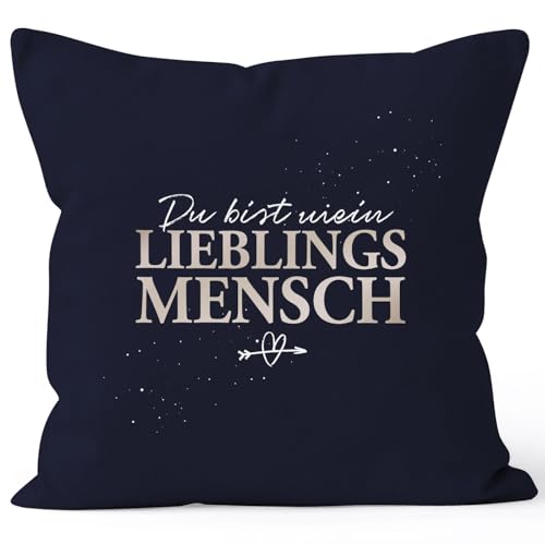 SpecialMe® Kissen-Bezug Spruch Du bist Mein Lieblingsmensch Geschenk Liebe Freundschaft Valentinstag Jahrestag Navy 40cm x 40cm