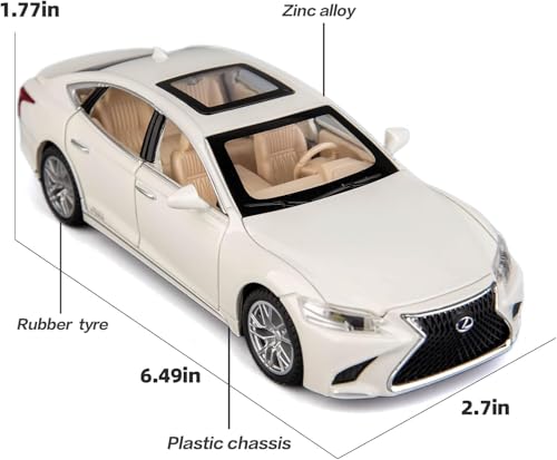 Image of 1 /32 Compatible for Lexus Ls500h Model Car, Zinc Alloy Pull Back Toy car with Sound and Light for Kids Boy Girl Gift (White)