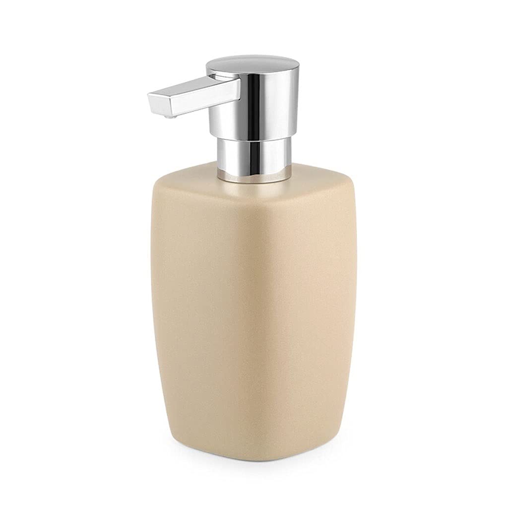 Dispensador Jabon Baño Emulsión cerámica Botella de Descarga Creativa Minimal Champú Ducha Gel Prensa Inodoro Jabón (12.5 onzas) Encimera Accesorios