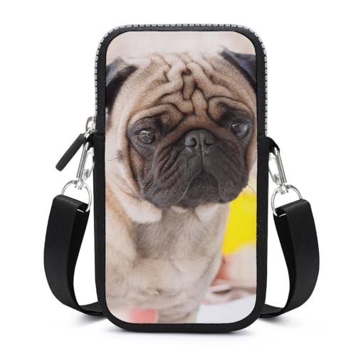 Portefeuille pochette carlin mignon pour protéger votre grand smartphone avec style