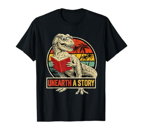 Unearth a Story Dinosaur Reading Book Dino T Rex Summer 2026 T-Shirt