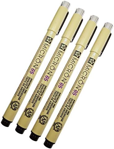SAKURA Pigma Micron 05 Black Pen 0.45mm Line Width Pack of 4 (05)