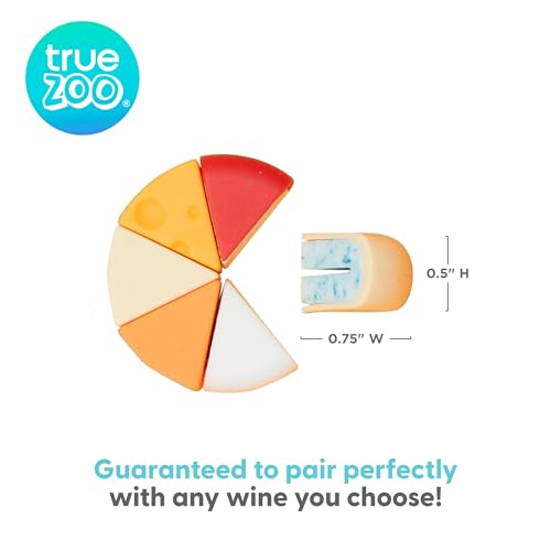 True Zoo Cheese Drink Markers for Glasses, Wine Glass Charms for Cocktails, Champagne Martini Drinks, Birthday, Wedding Party, Set of 6, Multicolor - Thumbnail 2