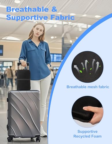 Image of FASTMOMENT Airplane Seat Cushion Portable Travel Cushion for Comfort Foldable Stadium Pad with Breathable Fabric Seat Pad Perfect for Long Flights, Office, Bleacher, Camping
