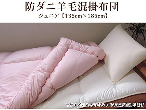 眠り姫 フランス産 羊毛 混 掛け布団 日本製 ジュニア 無地 アイボリー 抗菌防臭防ダニ 吸汗 側地 綿100% 増量 キッズ
