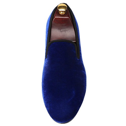 FERUCCI Handmade Men Plain Royal Blue Velvet Loafers2