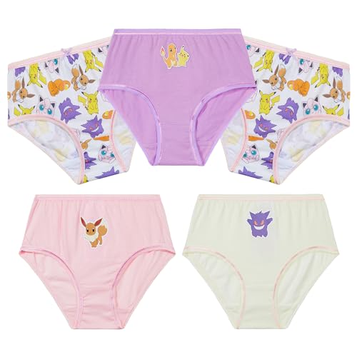 Pokemon Girls Knickers, Comfy Breathable Cotton Underwear for Kids, Teens - 5 Pack