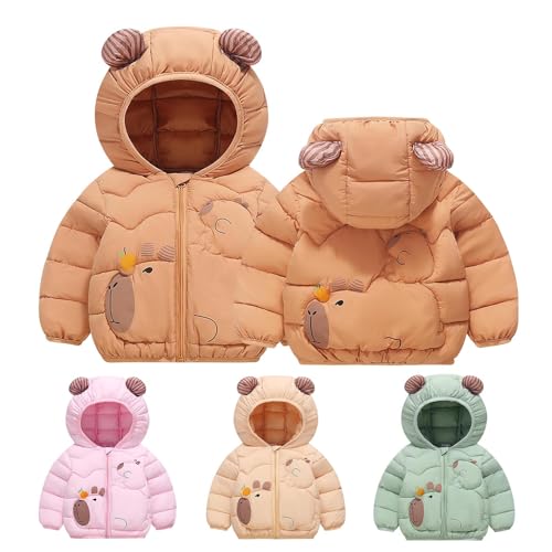 Toddler Cute Bear Ear Hooded Puffer Jacket Girls Boys Zip Up Quilted Long Sleeve Padded Down Winter Coat for 2-7 Years2