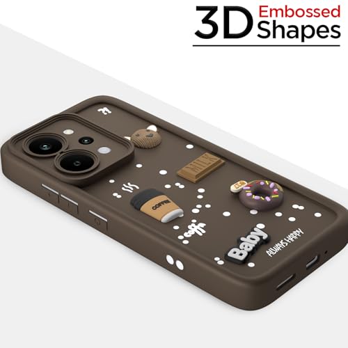 Image of Pikkme Back Cover for Realme P4 Power 5G | 3D Bear Silicone Cute & Fun Coffee Cartoon | Full Body Protection Bumper Case (Brown)