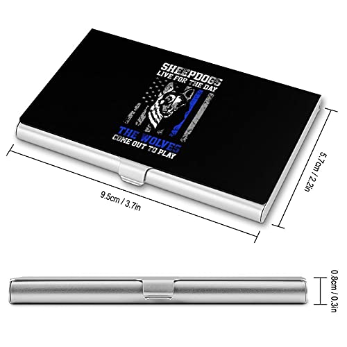 K-9 Blue Lives Matter Thin Line Dog Business Card Case Name Card Holder Pocket Slim Card Wallet Aluminum Alloy for Men & Women2