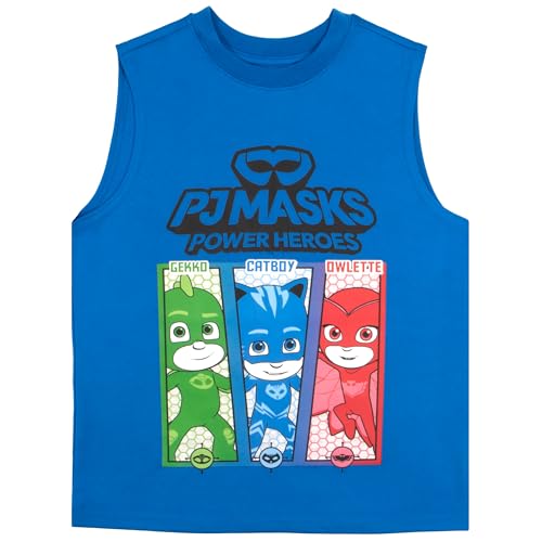 Image of PJ Masks Boy's 3-Piece Set - Short Sleeve Shirt, Tank Top and Shorts - Summer Outfit Bundle for Kids and Toddlers