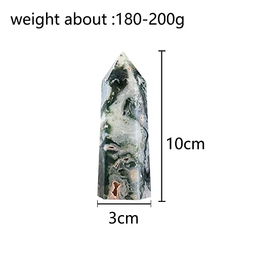 Mousse Agate Tour Aquatique Quartz Hexagonal, prisme de prestige en cristal 10cm - 3