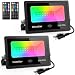 Ustellar 2 Pack 30W RGB LED Flood Lights, Outdoor Color Changing Floodlight with Remote Control, IP66 Waterproof 16 Colors 4 Modes Dimmable Wall Washer Light, Stage Lighting with US 3-Plug