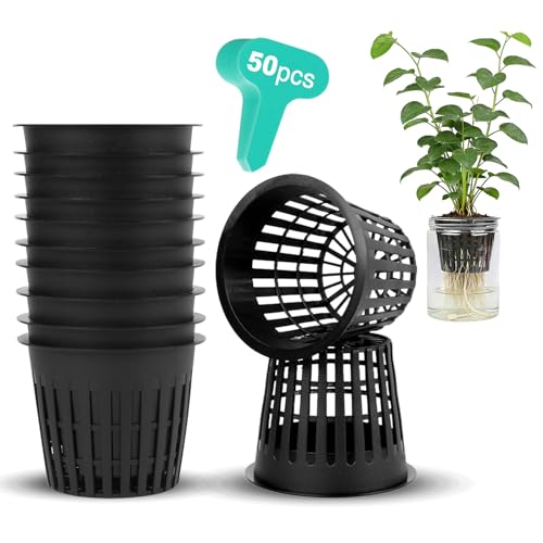 50-Pack 3-Inch Net Cups with 20 Plant Labels - Perfect
