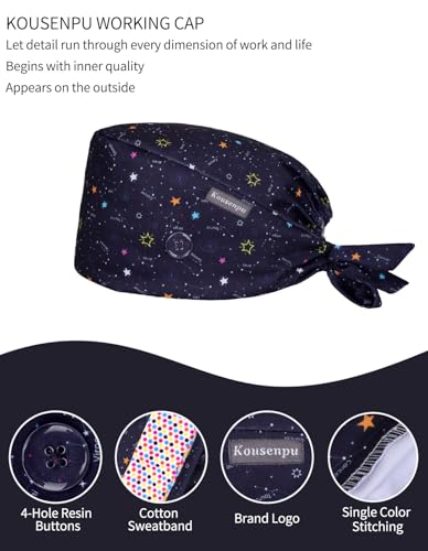 Image of Kousenpu Scrub Caps for Men, Adjustable Surgical Cap, Breathable Medical Hat for Doctors, Nurses & Healthcare Professionals