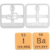 BAKERLOGY Sat von 2 Jod und Barium Periodensystemelement Ausstechformen (Symbol Ba and I) - Detailliertes Keksausstecher-Design zum Backen und Basteln, ideal für Fondant, Teig, Ton