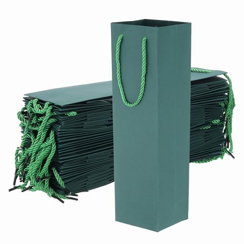 Bolsas regalo para vino de alta calidad en verde oscuro, empaque elegante de 24 unidades