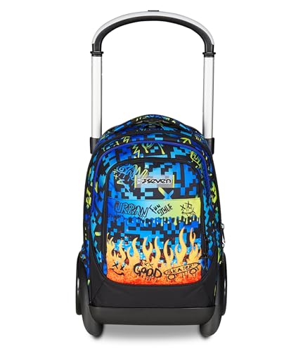 Seven Trolley Scuola Sganciabile Tyre, Blu, Zaino Con Carrello Sganciabile