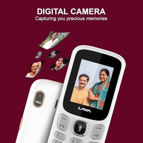 Lava A3 Torch Dual Sim Keypad Mobile Phone | 1750mAh Big Battery | Quad Strip Torch & Slide Button | 1.8" Large Display | Vibration Alert | 7 Language Support (White Beige)