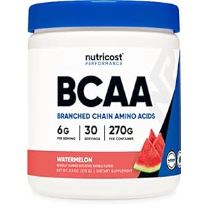 Nutricost BCAA Powder (Watermelon, 30 Servings) – Optimal 2:1:1 Ratio