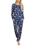Prosoft&Hawiton Jogger Pajamas for Women Set Long Pants Long Sleeve Lightweight Lounge Set Stars Above Pjs with Pockets S