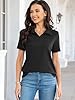 MK Shop Limited Polo Shirts for Women Business Casual Work Lapel Collared Tops V Neck Short Sleeve Summer Quick Dry Golf Polos Tunic Blouse Black #1