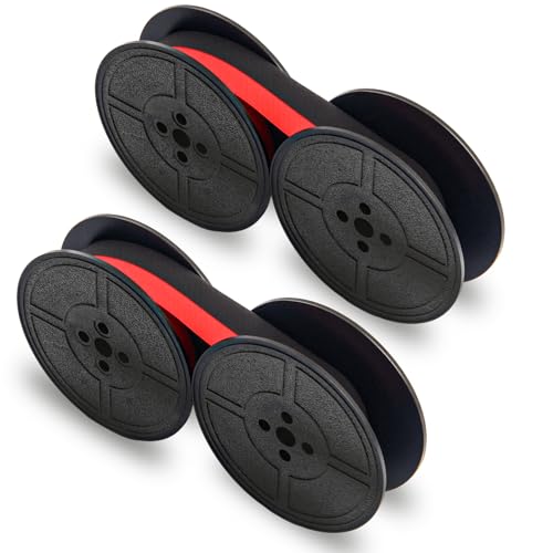 2 Pack Universal Typewriter Ribbon Twin Spools - Red & Black Ink Ribbon Replacement for Vintage Manual Typewriters