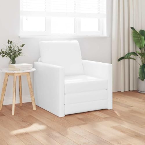 WRJENFSC Canapé-lit Convertible Blanc 74x77x81 cm en Simili Cuir, Design Moderne et Compact, Dossier Ajustable pour séjour Chambre ou Bureau