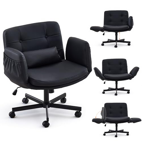 Criss Cross Chair with Wheels & Outward-Folding Armrests,...