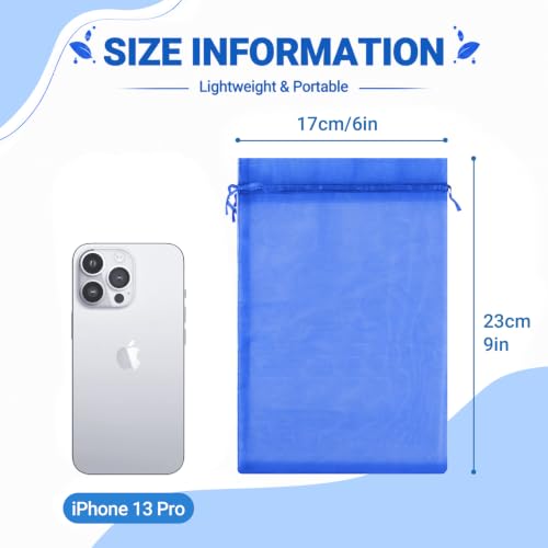 Image of FUNFERY 100PCS Royal Blue Organza Gift Bags 6x9in,Drawstring Jewelry Pouch