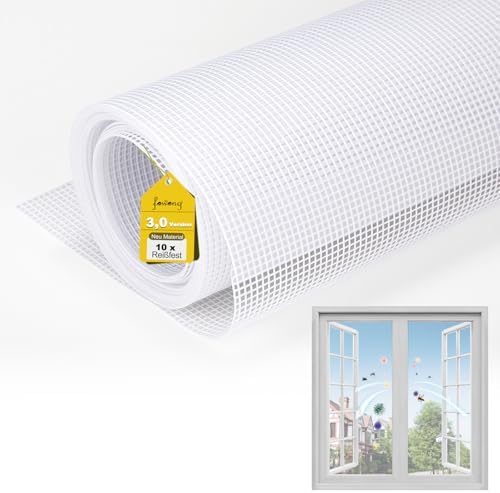 fowong Fliegengitter Fenster mit 10xReißfestige Nanogitter,122x252cm | Extra stabiles Katzenschutzgitter,DIY Zuschneidbar Ersatz Netz für Balkontür–Geruchsneutral,UV-beständig,Wasc