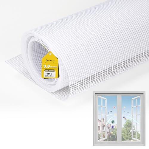 fowong Fliegenschutzgitter 122x122cm DIY Fenster Fliegengitter Insektenschutz aus hochwertigen Materialien Zuschneidbar und feinmaschig für Balkontür Wohnzimmer Terrassentür Weiß