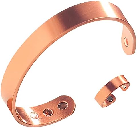 Earth Therapy Original Pure Copper Magnetic RING and GOLF Bracelet Set - Slim Minimalist Style - Adjustable - For Men and Women