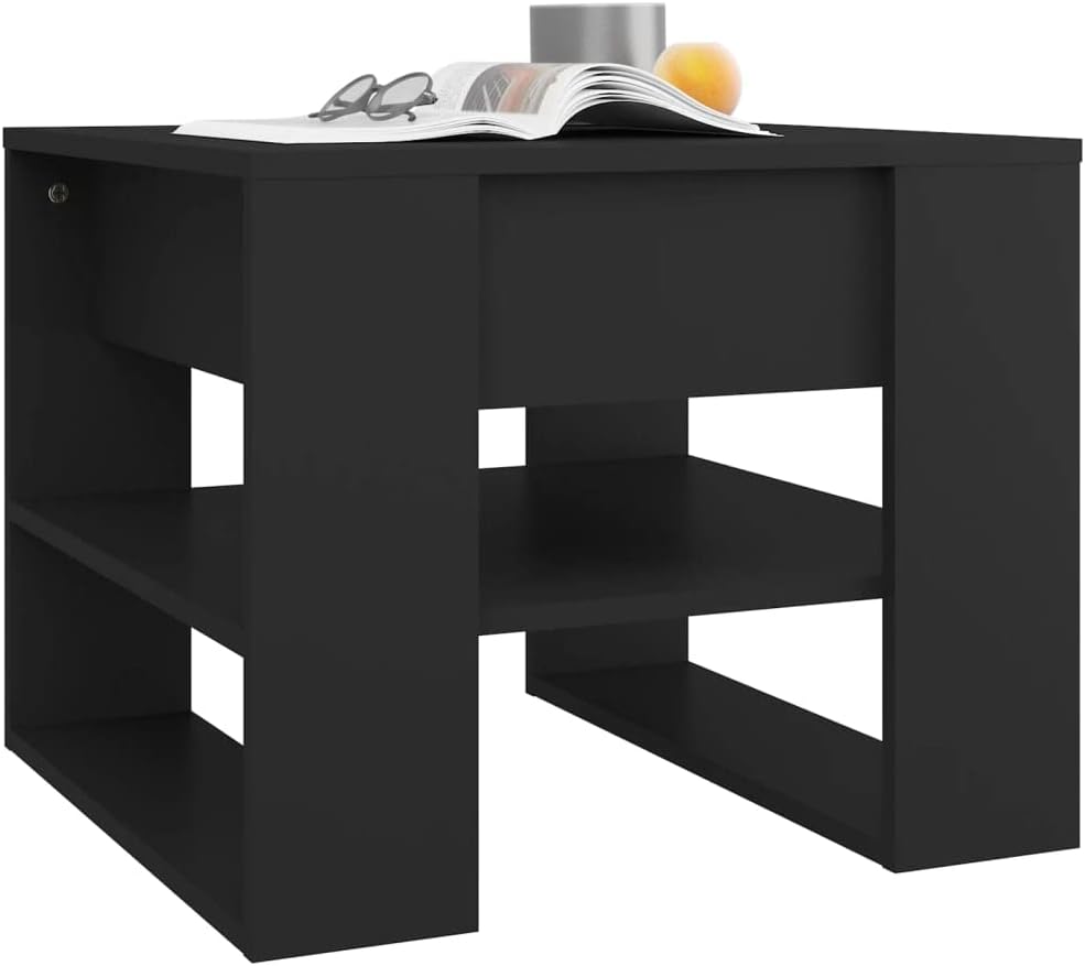 Coffee Table,Coffee Table,Living Room Tables,for Gardens, patios, Pool Decks, Camping Black 21.9"x21.7"x17.7" Engineered Wood