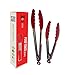 HelpCuisine® Pince Cuisine Barbecue en Acier Inoxydable et Silicone sans Bpa, antichaleur avec Support de Verrouillage Automatique Lot de 2 Pinces (23 et 31cm/Rouge), 24 Mois de Garantie!