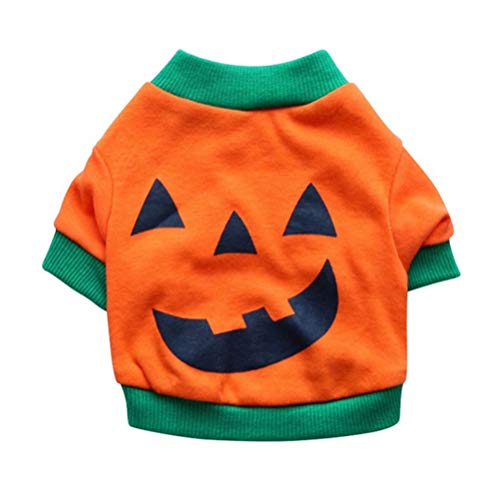 ibasenice Dog Halloween Pumpkin Head T-Shirt Dog Pumpkin Costume Pet Halloween Cosplay Costumes for Small Medium Dogs…