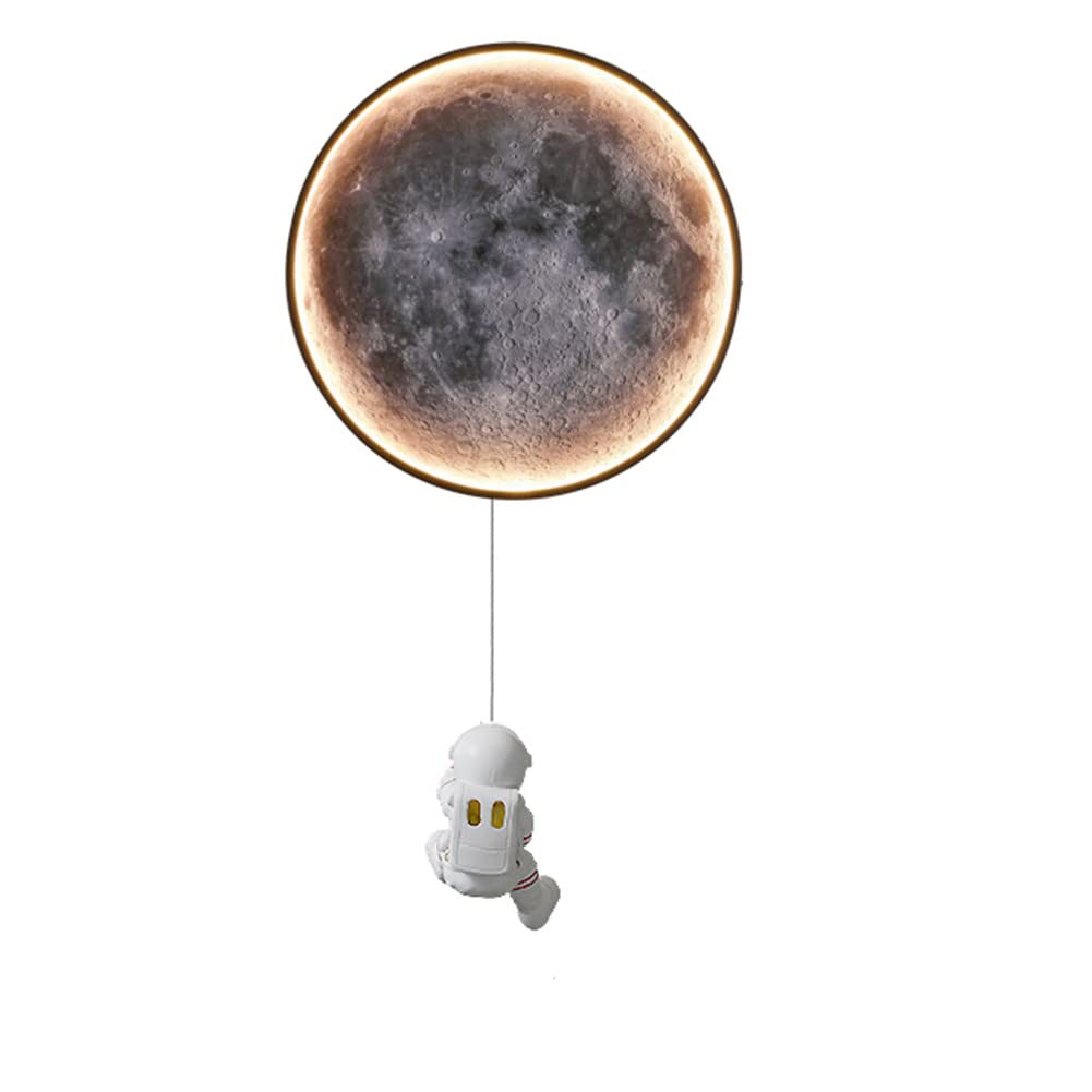Lampada da parete a LED a forma di luna, dimmerabile, 15W, moderna, rotonda, per interni, da comodino, astronauta, illuminazione notturna per cameretta di bambini e bambine, lampada decorativa per so