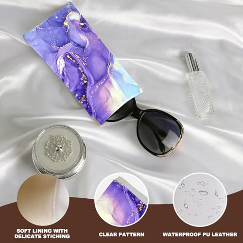 Image of Anikathy 2Pcs Sunglass Eyeglass Glasses Case Soft PU Leather with Cleaning Cloth Cute Glasses Pouch Bag for Men Women Girs