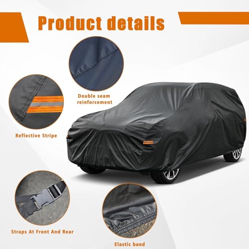 Image of Kayme 7 Layers SUV Car Cover Custom Fit for Nissan Armada (2003-2026), Waterproof All Weather for Automobiles,Rain Sun UV Protection.Black